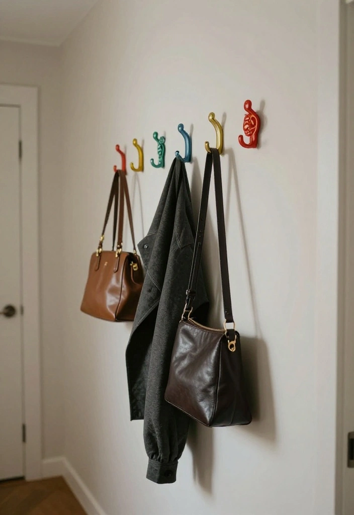 17 Hallway Shelf Ideas That Maximize Narrow Spaces 56 17 Hallway Shelf Ideas That Maximize Narrow Spaces - 16. Decorative Wall Hooks for Stylish Storage 1