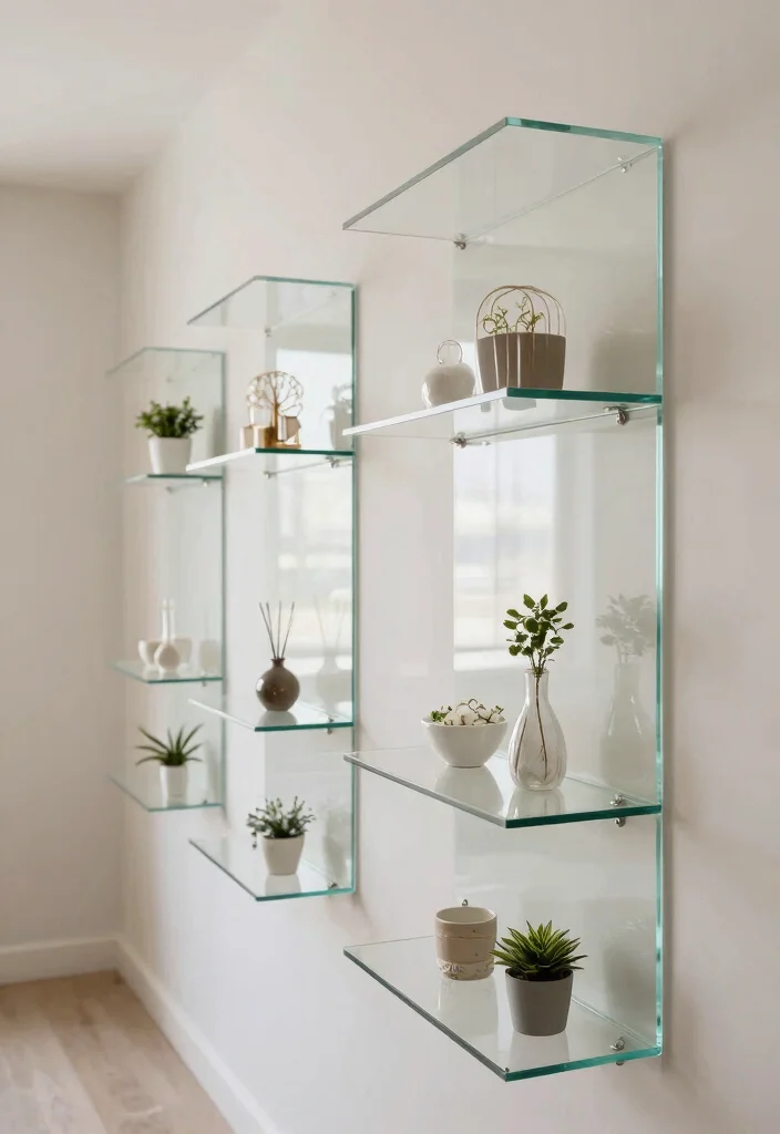 17 Hallway Shelf Ideas That Maximize Narrow Spaces 38 17 Hallway Shelf Ideas That Maximize Narrow Spaces - 8. Glass Shelves for an Airy Feel 1