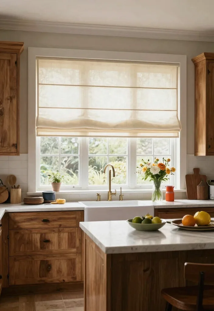 17 Kitchen Curtains Modern Ideas That Stay Stylish - 13. Classic Roman Shades 1