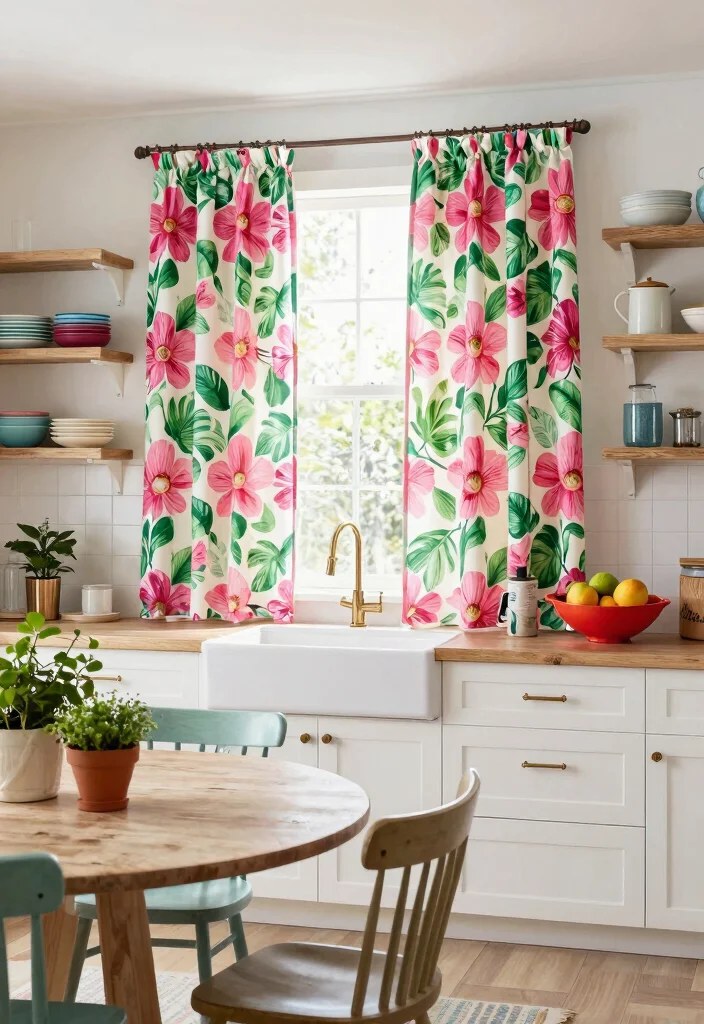 17 Kitchen Curtains Modern Ideas That Stay Stylish - 2. Bold and Bright Patterns 1