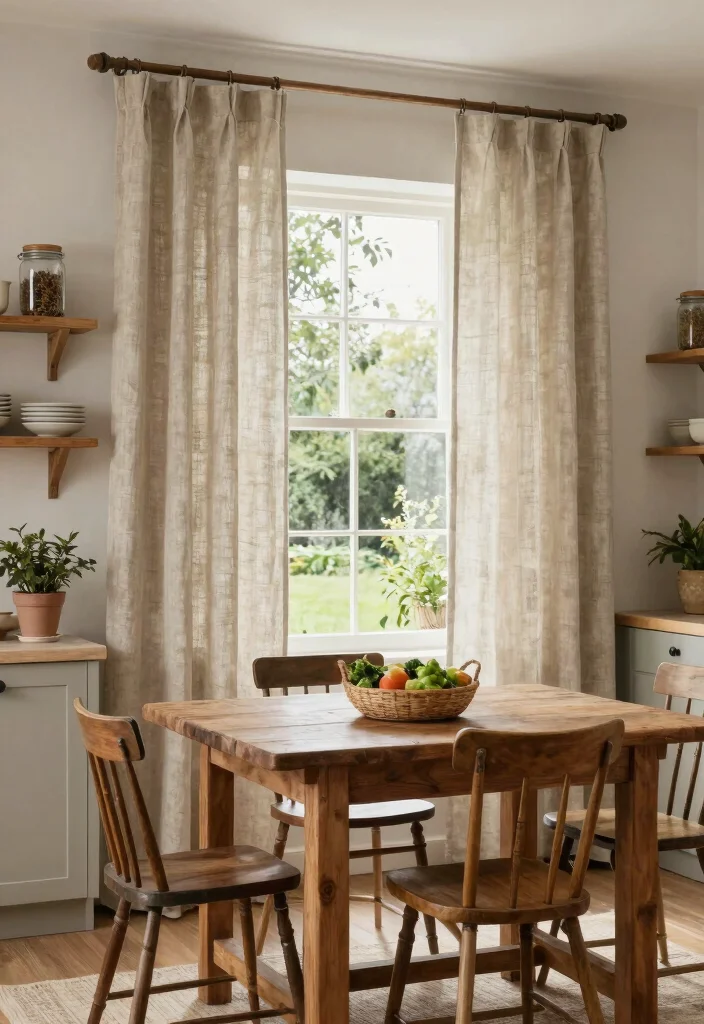 17 Kitchen Curtains Modern Ideas That Stay Stylish - 4. Rustic Charm with Natural Fabrics 1