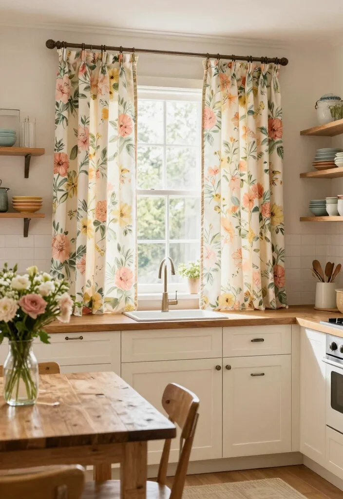 17 Kitchen Curtains Modern Ideas That Stay Stylish - 6. Vintage Floral Patterns 1