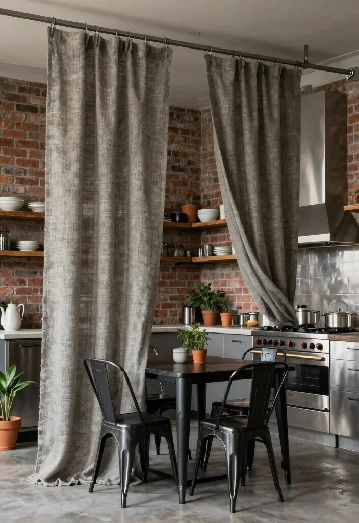 17 Kitchen Curtains Modern Ideas That Stay Stylish - 7. Industrial Chic Styles 1