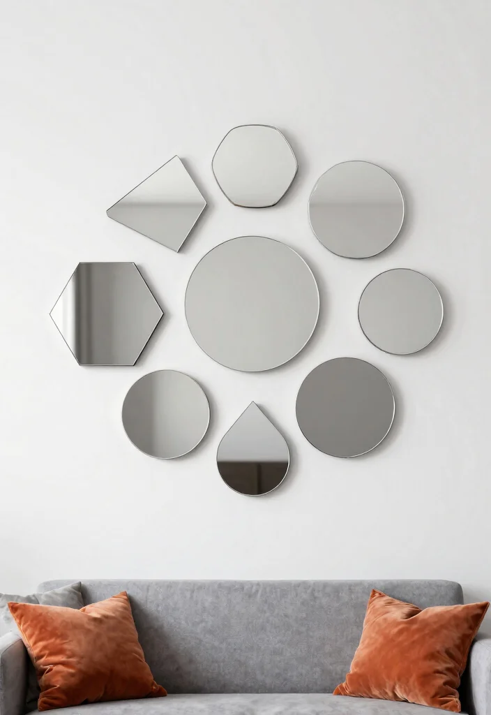 17 Mirror Wall Decor Ideas That Reflect Style - 3. Modern Geometric Mirrors 1