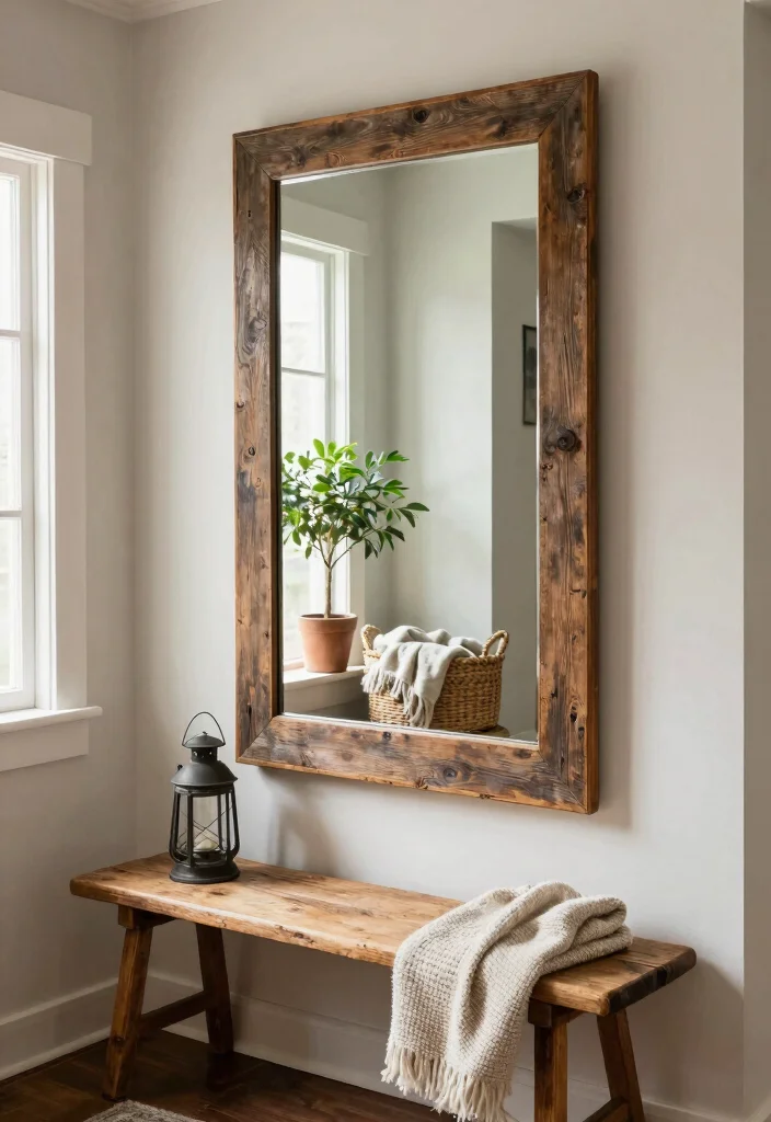 17 Mirror Wall Decor Ideas That Reflect Style - 4. Rustic Farmhouse Mirrors 1