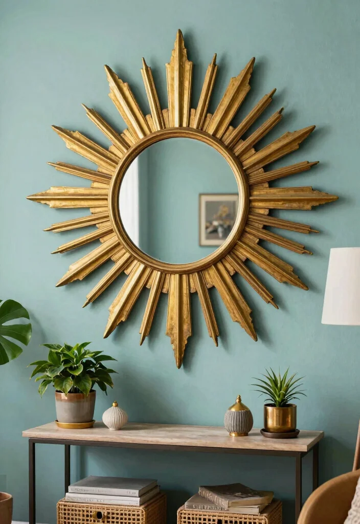 17 Mirror Wall Decor Ideas That Reflect Style - 5. Vintage Sunburst Mirrors 1