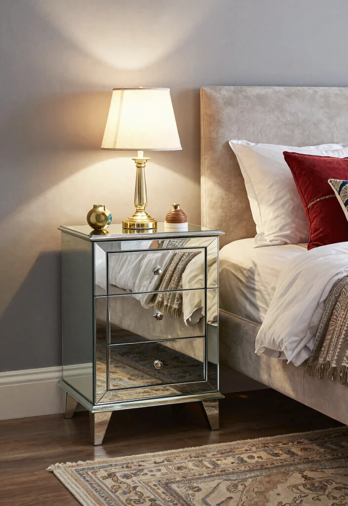 17 Mirror Wall Decor Ideas That Reflect Style - 6. Mirrored Accent Furniture 1