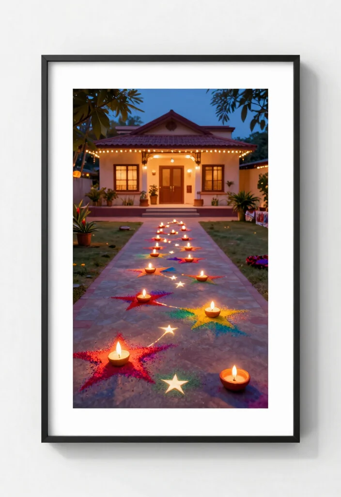 17 Poster Rangoli Designs for Diwali Ideas That Shine Bright 60 17 Poster Rangoli Designs for Diwali Ideas That Shine Bright - 16. Twinkling Star Pathway 1