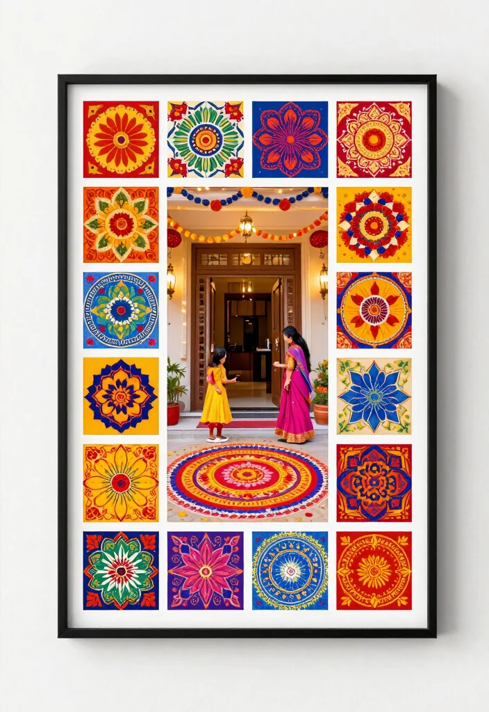 17 Poster Rangoli Designs for Diwali Ideas That Shine Bright 71 17 Poster Rangoli Designs for Diwali Ideas That Shine Bright - 17. Creative Collage Rangoli 1