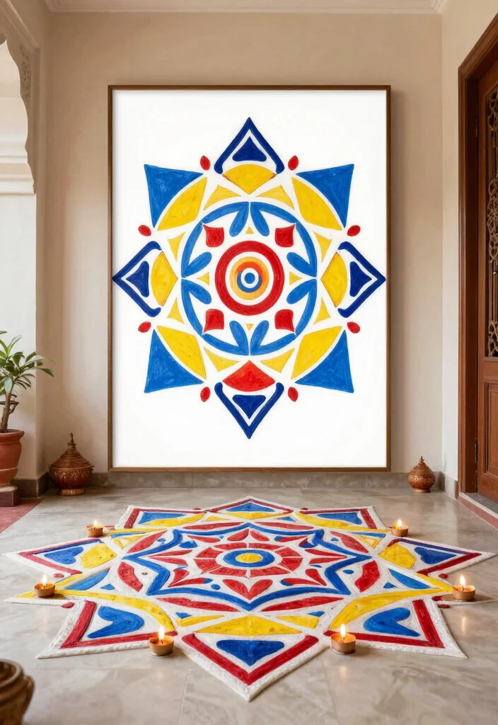 17 Poster Rangoli Designs for Diwali Ideas That Shine Bright 2 17 Poster Rangoli Designs for Diwali Ideas That Shine Bright - 2. Geometric Harmony 1