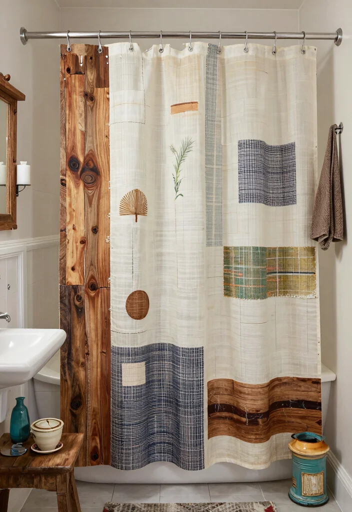 18 Bathrooms With Shower Curtains Ideas That Look Fresh - 14. Upcycled Ideas 1