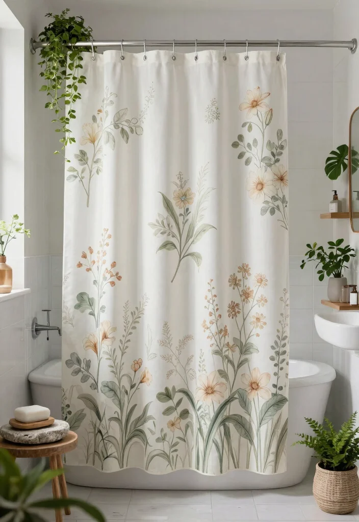 18 Bathrooms With Shower Curtains Ideas That Look Fresh - 3. Nature's Inspirations 1