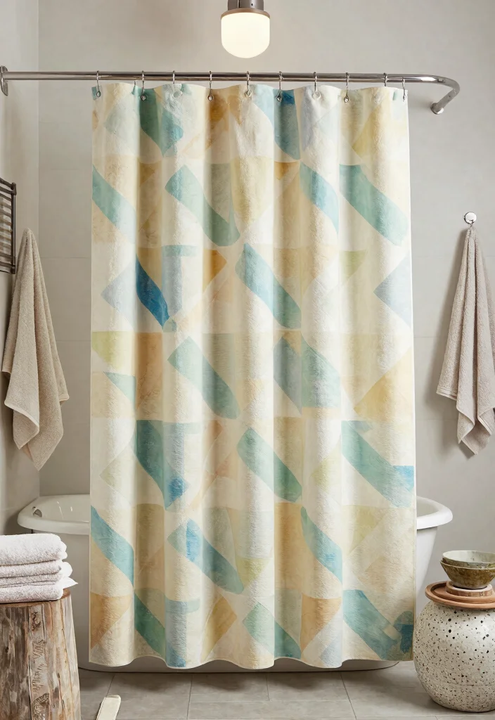 18 Bathrooms With Shower Curtains Ideas That Look Fresh - 4. Eco-Chic Patterns 1