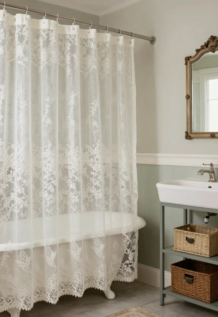 18 Bathrooms With Shower Curtains Ideas That Look Fresh - 5. Vintage Charm 1