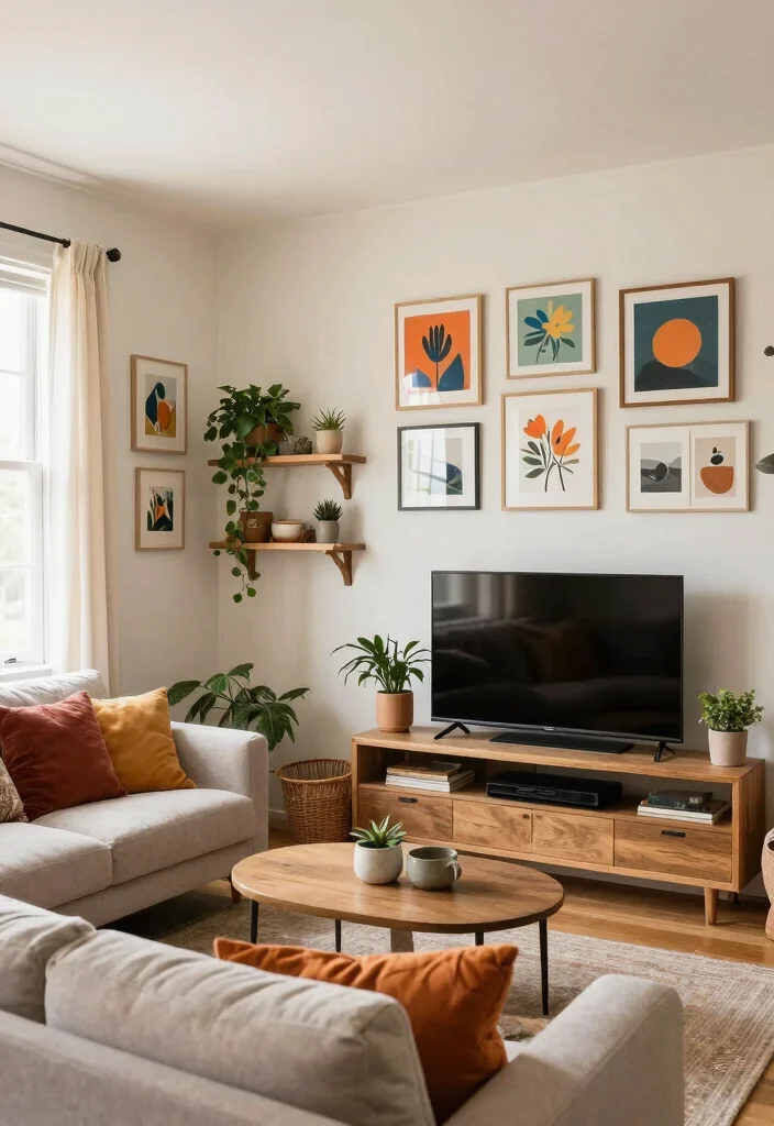 18 Boho TV Wall Decor Ideas With Cozy Vibes - 6. Unique Shelving Solutions 1