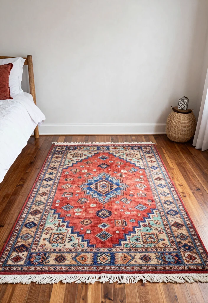 18 Colorful Rug Bedroom Ideas That Pop Beautifully 53 18 Colorful Rug Bedroom Ideas That Pop Beautifully - 13. Incorporating a Border for Definition 1