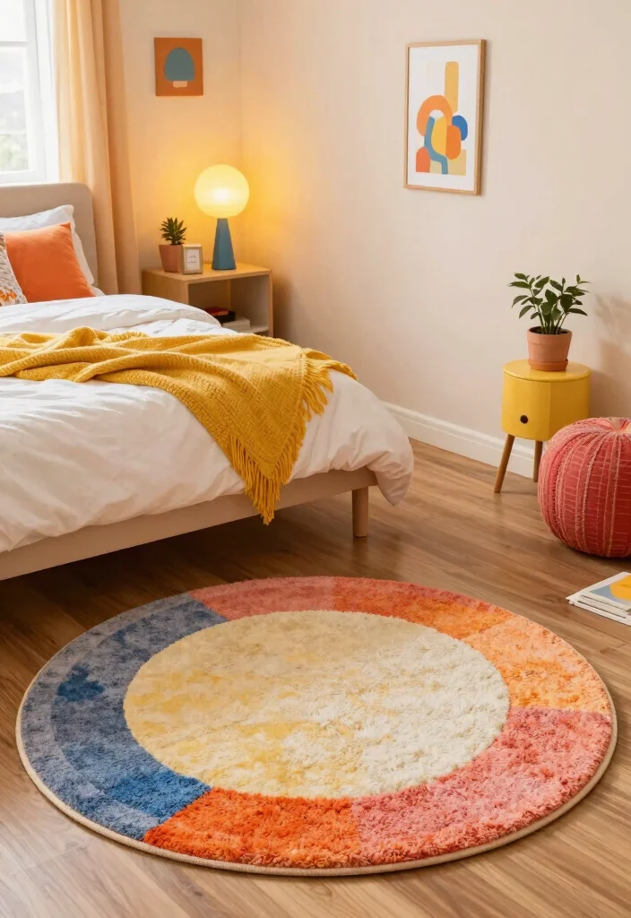 18 Colorful Rug Bedroom Ideas That Pop Beautifully 28 18 Colorful Rug Bedroom Ideas That Pop Beautifully - 8. Whimsical Shapes for a Fun Touch 1