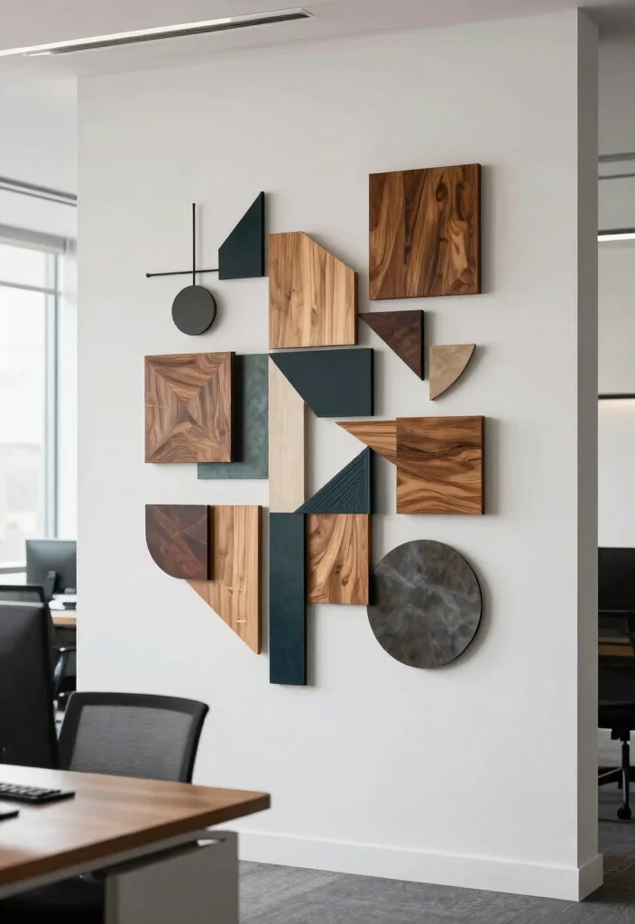 18 Office Wall Decor Ideas That Look Professional & Chic 52 18 Office Wall Decor Ideas That Look Professional & Chic - 12. Geometric Wall Art 1
