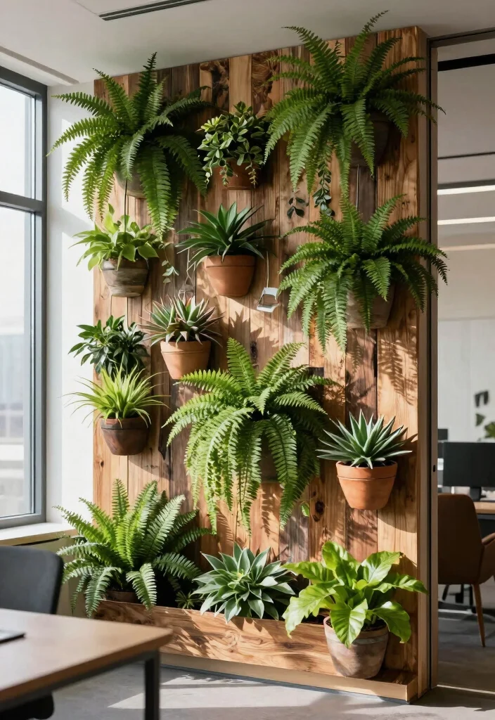 18 Office Wall Decor Ideas That Look Professional & Chic 12 18 Office Wall Decor Ideas That Look Professional & Chic - 2. Living Plant Wall 1