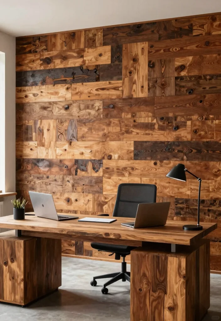 18 Office Wall Decor Ideas That Look Professional & Chic 38 18 Office Wall Decor Ideas That Look Professional & Chic - 8. Reclaimed Wood Accents 1