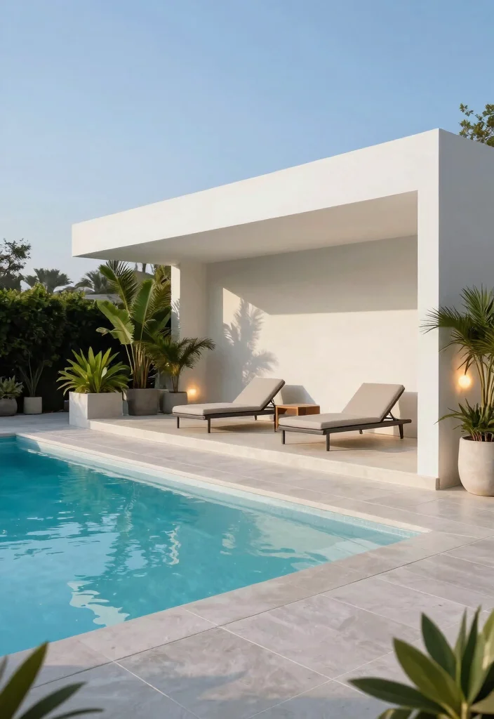 18 Pool With Sun Shelf Ideas for a Resort Style Backyard - 1. Sleek Modern Design 1