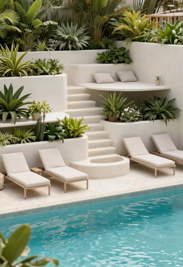 18 Pool With Sun Shelf Ideas for a Resort Style Backyard - 10. Multi-Level Sun Shelves 1