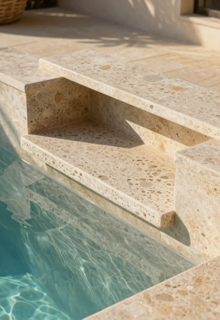 18 Pool With Sun Shelf Ideas for a Resort Style Backyard - 14. Pebble Finish for a Natural Touch 1