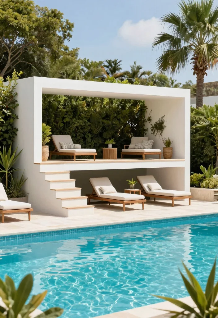 18 Pool With Sun Shelf Ideas for a Resort Style Backyard - 15. Elevated Sun Shelf 1