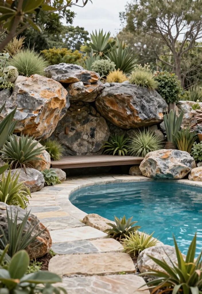 18 Pool With Sun Shelf Ideas for a Resort Style Backyard - 17. Incorporating Nature 1
